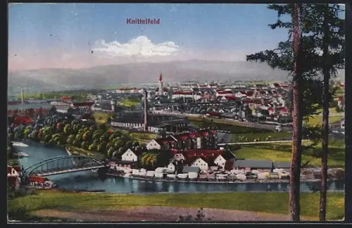 AK Knittelfeld, Gesamtansicht mit Brücke aus der Vogelschau