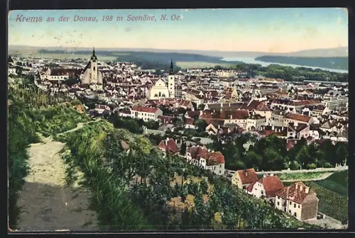 AK Krems an der Donau, Totalansicht von einen Berg aus