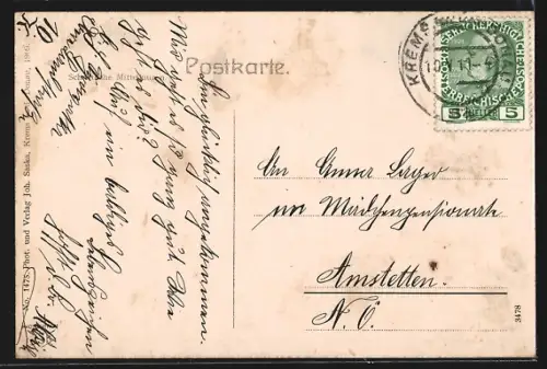 AK Krems a. d. Donau, Totalansicht mit Donaublick aus der Vogelschau