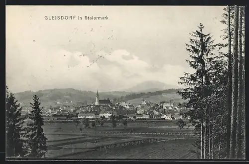 AK Gleisdorf in Steiermark, Gesamtansicht aus der Ferne