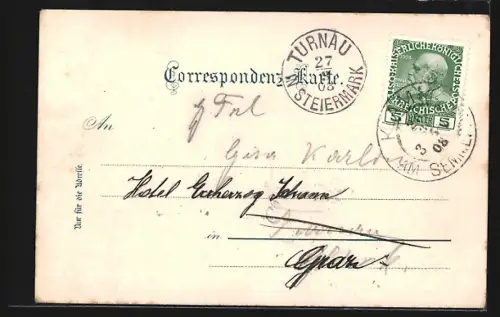 AK Klamm a. Semmering, Schule, Kirche und Ruine