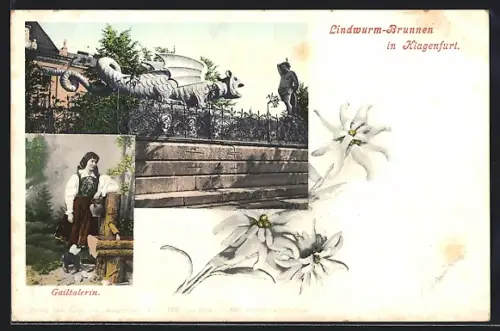AK Klagenfurt, Lindwurm-Brunnen, Gailtalerin