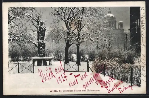 AK Wien I, St. Johannes-Statue und Hofmuseum