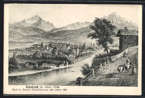 Künstler-AK Innsbruck, Innsbruck im Jahre 1840