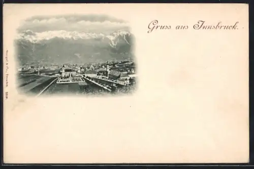 AK Innsbruck, Ortsansicht mit Bergpanorama
