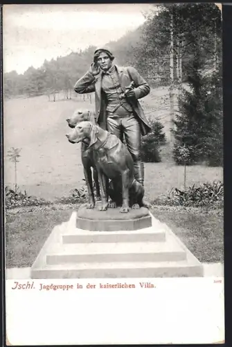 AK Ischl, Jagdgruppe in der kaiserlichen Villa