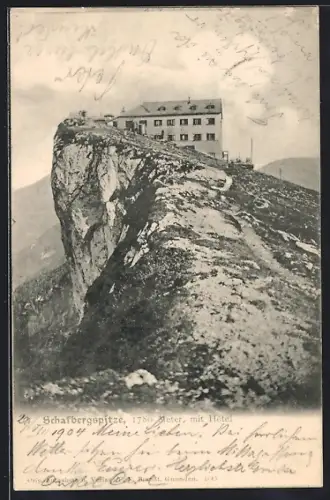 AK Schafberg, Schafbergspitze, Blick zum Hotel