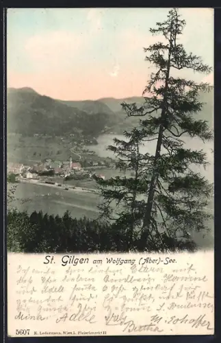 AK St. Gilgen am Wolfgang-See, Ortsansicht aus der Vogelschau