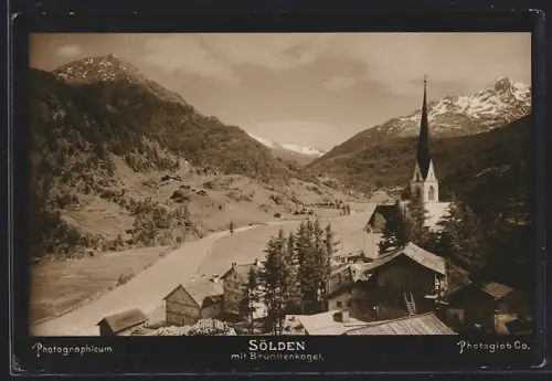 AK Sölden, Ortsansicht mit Brunnenkogel