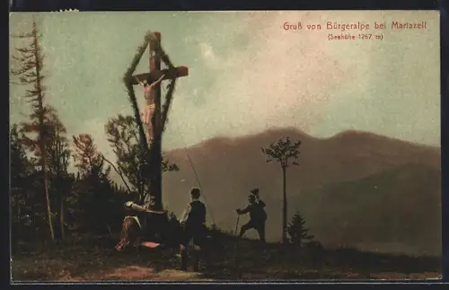 AK Mariazell, Kreuz auf der Bürgeralpe