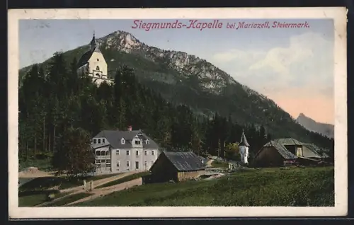AK Mariazell /Steiermark, Ortsansicht mit der Siegmunds-Kapelle