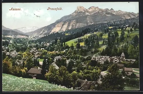 AK Aussee, Ortsansicht mit Praunfalk