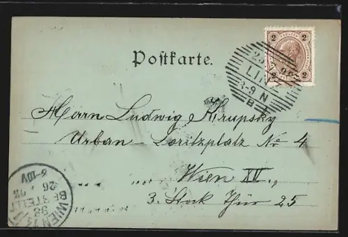 Mondschein-AK Linz, Blick vom Bauernberg