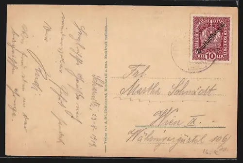 AK Scharnitz i. Tirol, Ortsansicht mit Gleirschspitze