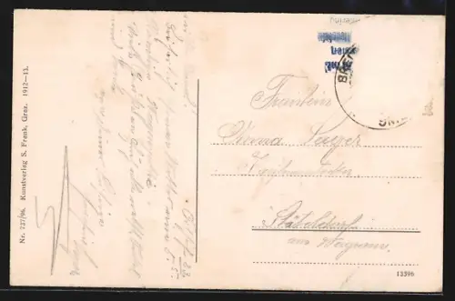 AK Semmering, Ortsansicht mit Raxalpe und Schneeberg