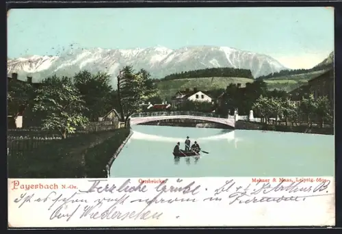AK Payerbach /N.-Oe., Flusspartie mit Ortsbrücke