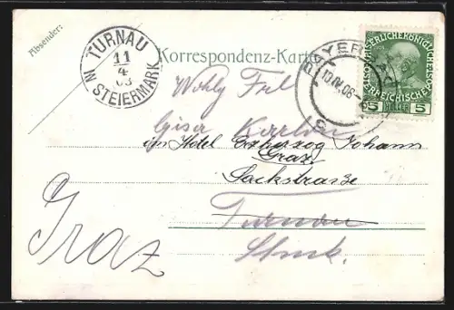 AK Payerbach /N.-Oe., Flusspartie mit Ortsbrücke