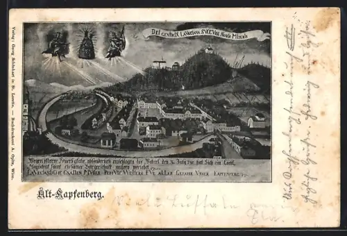 Künstler-AK Kapfenberg, Ortsansicht in der Vergangenheit
