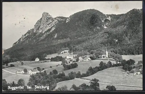 AK Suggental bei Salzburg, Ortsansicht am Berg