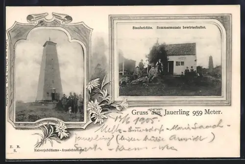 AK Jauerling, Stauferhütte, Kaiserjubiläums-Aussichtsturm