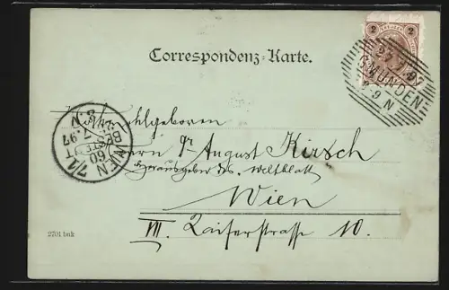 Mondschein-AK Gmunden, Teilansicht mit Bergen