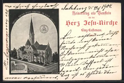 Künstler-AK Linz-Lustenau, Neue Herz-Jesu-Kirche