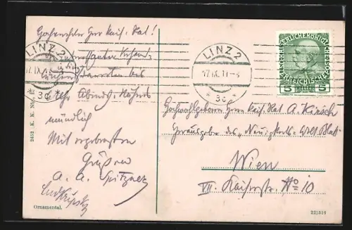 AK Linz a. D., Blick vom Domturm, auf Äussere Landstrasse und Wiener-Reichsstrasse