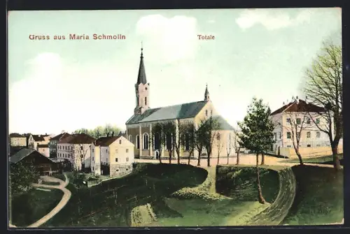 AK Maria Schmolln, Totalansicht mit Kirche