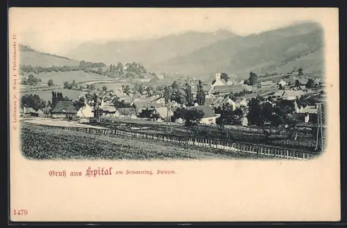 AK Spital am Semmering, Teilansicht mit Bergen