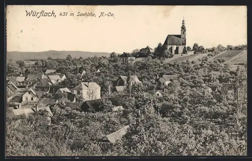 AK Würflach /N.-Oe., Teilansicht mit Kirche