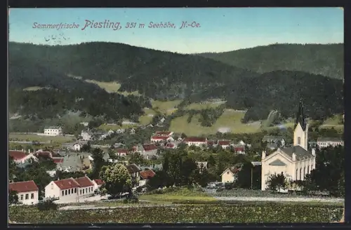 AK Piesting /N.-Oe., Teilansicht mit Kirche
