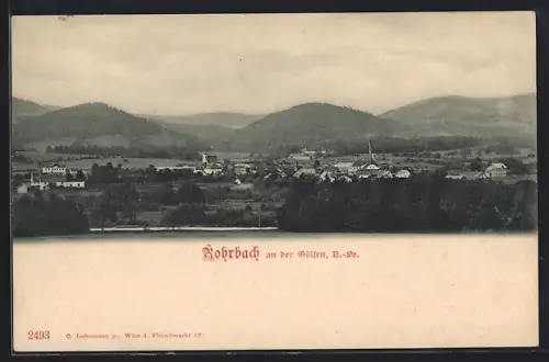 AK Rohrbach an der Gölsen, Teilansicht mit Bergen