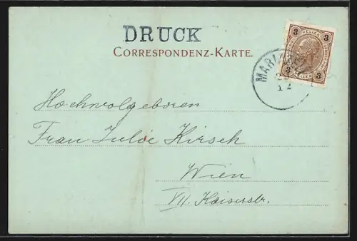 Mondschein-AK Mariazell, Teilansicht mit Kirche, Neujahrsgruss