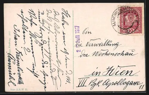 AK Kindberg im Mürztal, Teilansicht mit Bergen