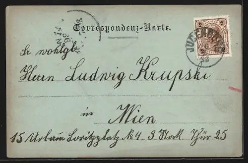 Mondschein-AK Judenburg, Teilansicht mit Kirche vom Falkenberg