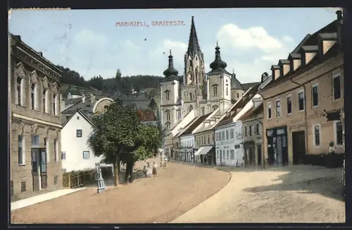 AK Mariazell, Passanten in der Grazerstrasse