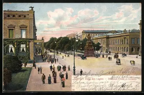AK Berlin, Unter den Linden, Denkmal Friedrich d. Grossen