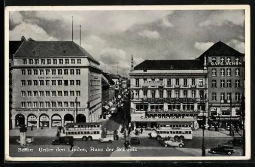 AK Berlin, Unter den Linden, Haus der Schweiz, Café Victoria