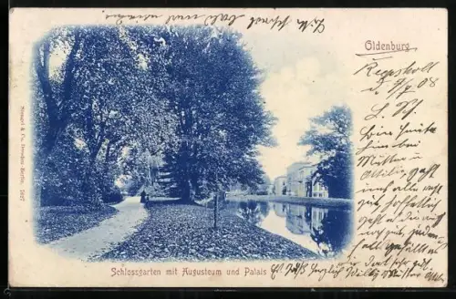 AK Oldenburg / Oldenburg, Schlossgarten mit Augusteum und Palais
