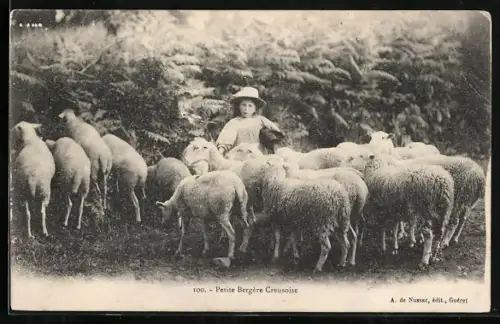 AK Creuse, Petite Bergère creusoise, Hirtenmädchen