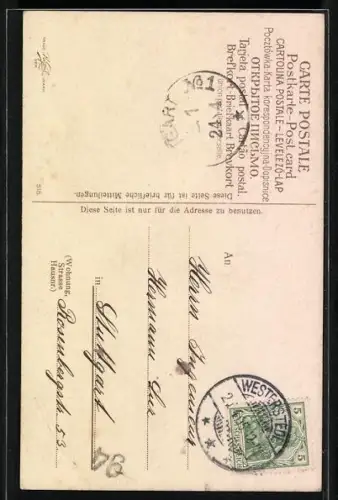 AK Rotkehlchen auf Ostereiern, Ostergruss