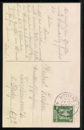 AK Knabe mit entfliehendem Wetterfrosch