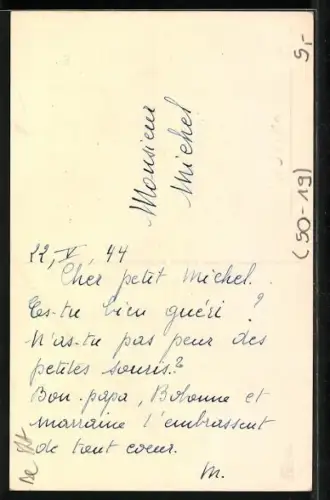 AK Kind auf einer Leiter und Mäusepaar am Boden