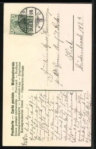 AK Mädchen mit Glücksklee und Ferkel im Schnee, Neujahrsgruss