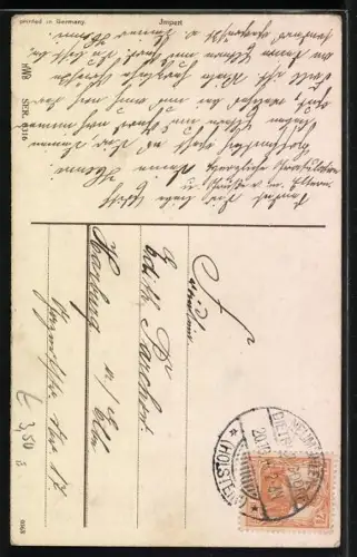 AK Kleines Mädchen mit Dackel und Brief an einem Bachlauf, Geburtstagsgruss