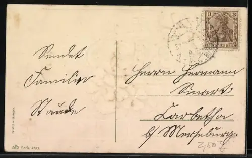 Präge-AK Neujahr 1913 umrahmt von Klee, Ein frohes Neujahr