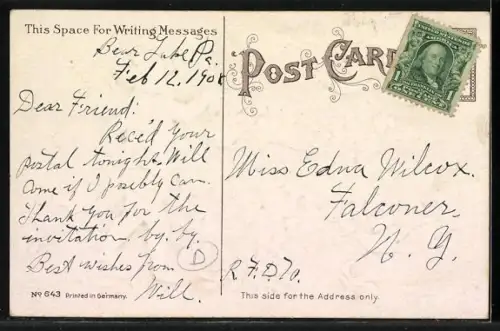 Präge-AK Engel giesst ein Herz aus Rosen und Margeriten, To my Valentine