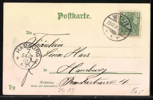 AK Dem Weihnachtsmann fallen Lebkuchen, Nüsse und Bücher aus dem Geschenkesack