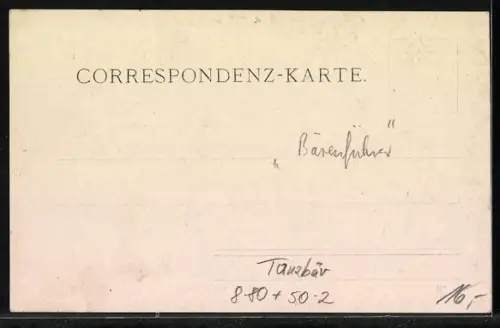 Foto-AK Mensch als Tanzbär, Bärenführer