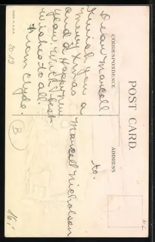 Präge-AK Weihnachtsmann schmückt einen Weihnachtsbaum, A merry Christmas to you